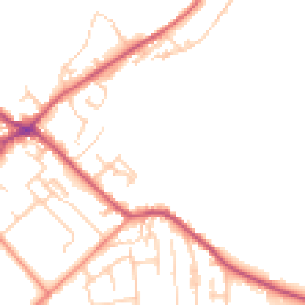 Daytime road noise heatmap for BD11 1FB