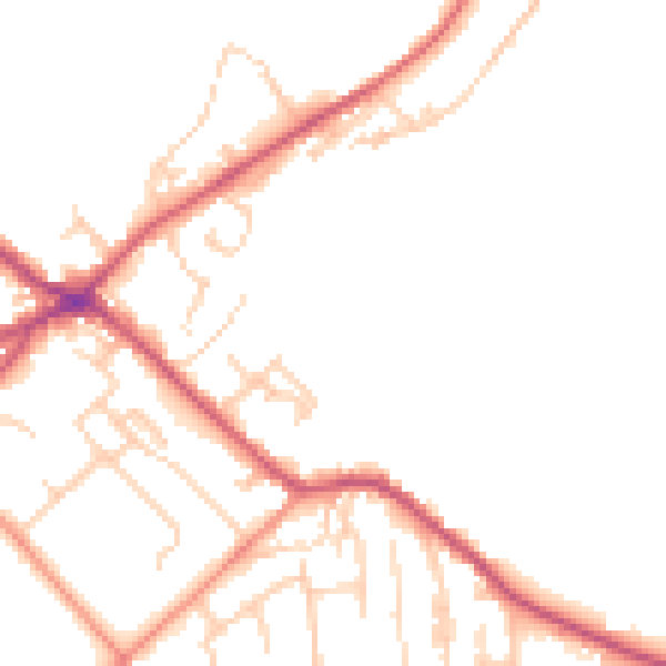 Daytime road noise heatmap for BD11 1FG