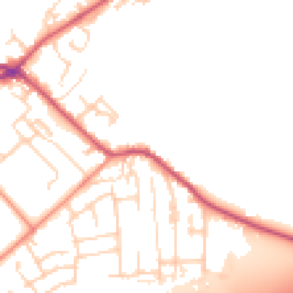 Daytime road noise heatmap for BD11 1GD