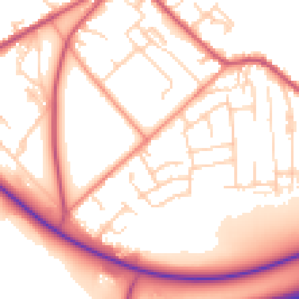 Daytime road noise heatmap for BD11 1JD