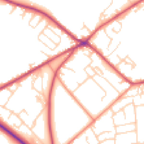 Daytime road noise heatmap for BD11 1JP