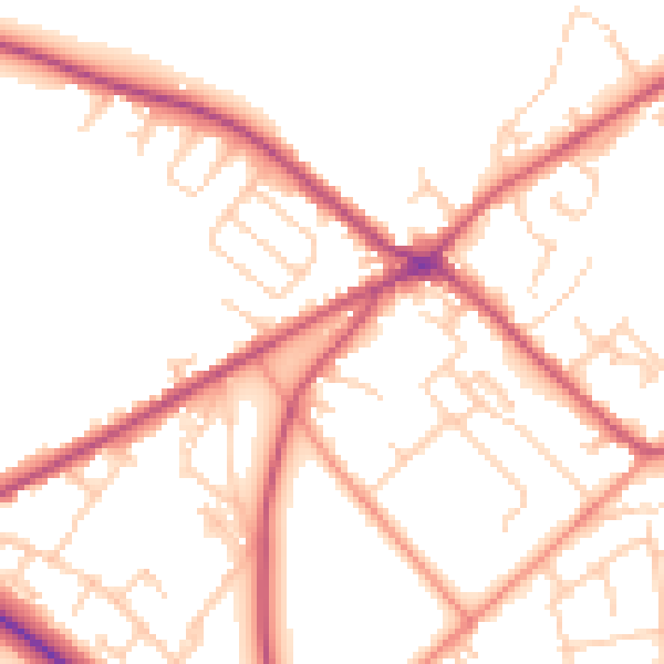Daytime road noise heatmap for BD11 1JT