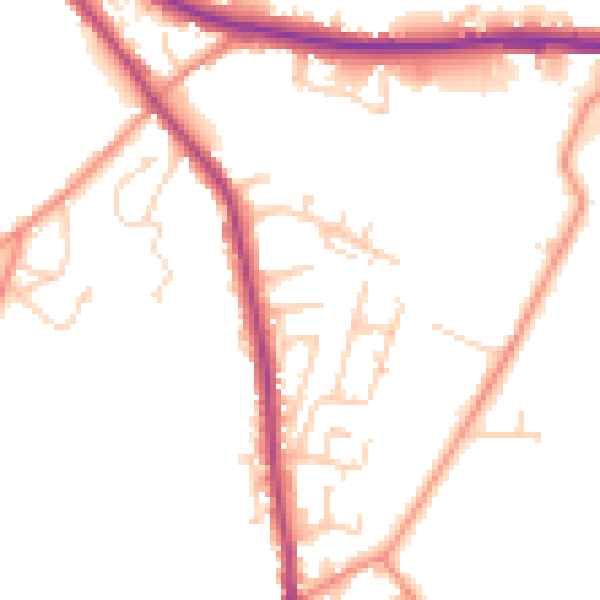 Daytime road noise heatmap for BD11 2AS