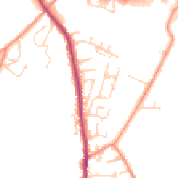 Daytime road noise heatmap for BD11 2AZ