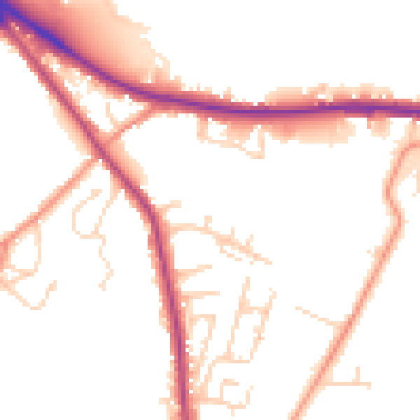 Daytime road noise heatmap for BD11 2BJ