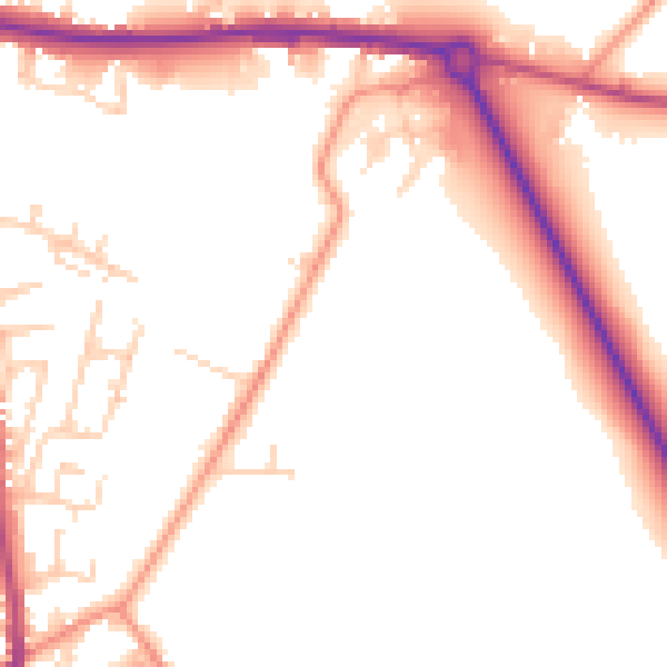 Daytime road noise heatmap for BD11 2DA