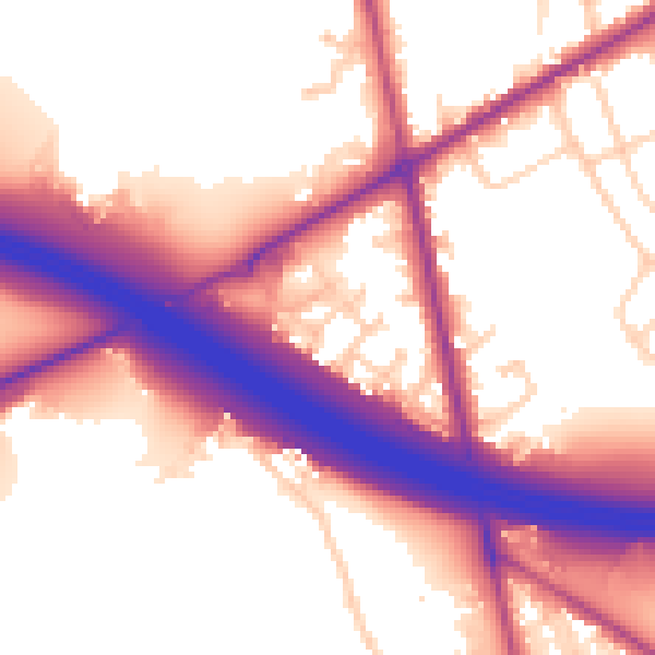 Daytime road noise heatmap for BD11 2DP