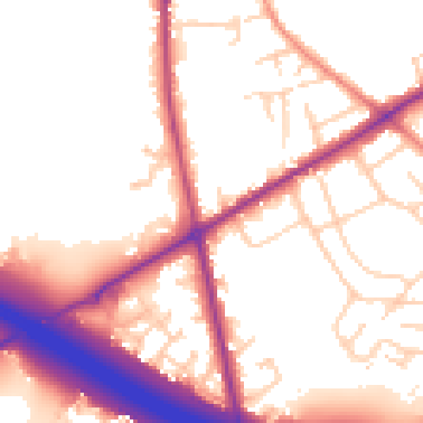 Daytime road noise heatmap for BD11 2EG