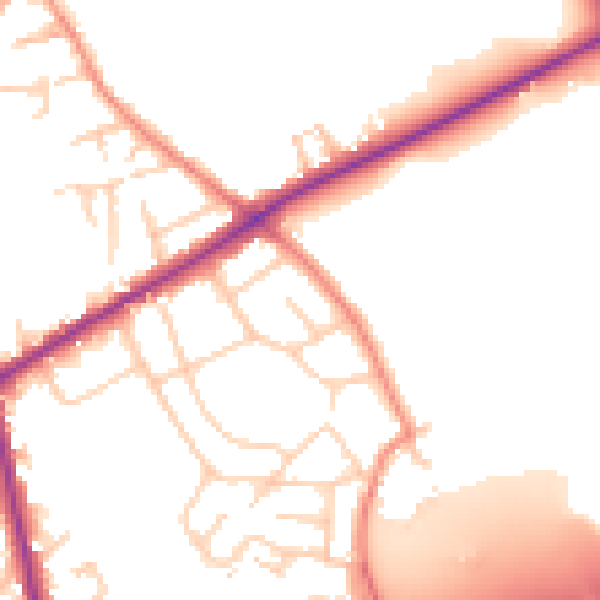 Daytime road noise heatmap for BD11 2EU