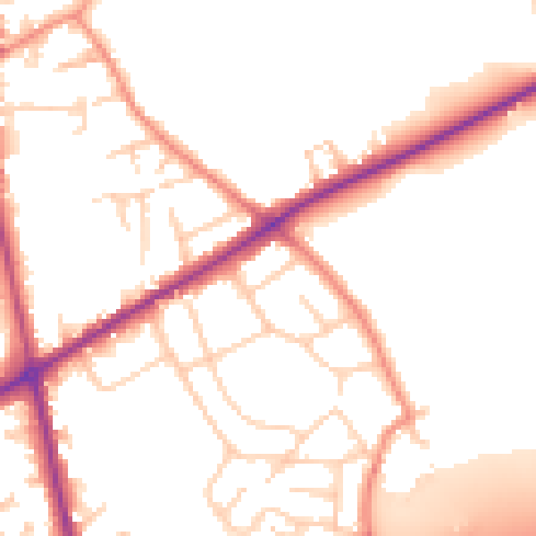 Daytime road noise heatmap for BD11 2EX