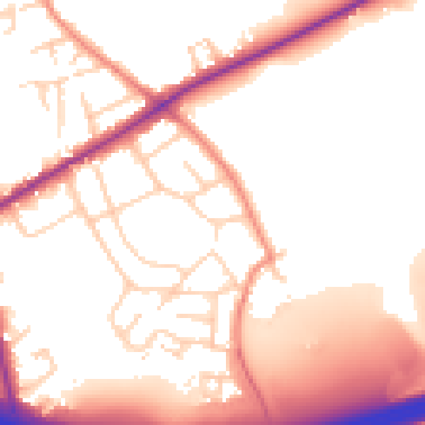 Daytime road noise heatmap for BD11 2EY
