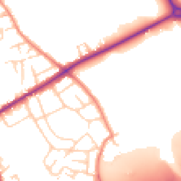 Daytime road noise heatmap for BD11 2HB