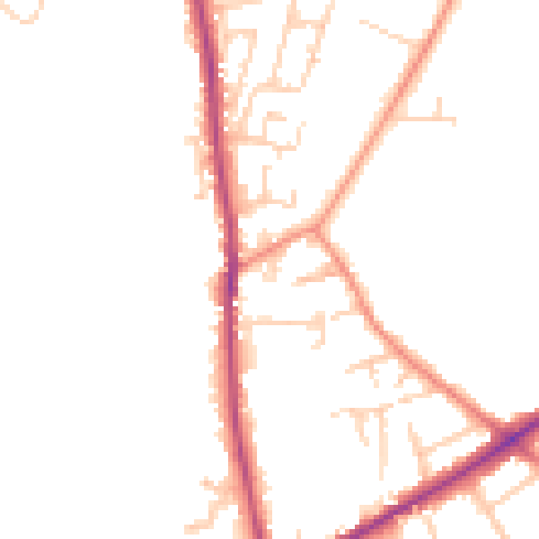 Daytime road noise heatmap for BD11 2HT