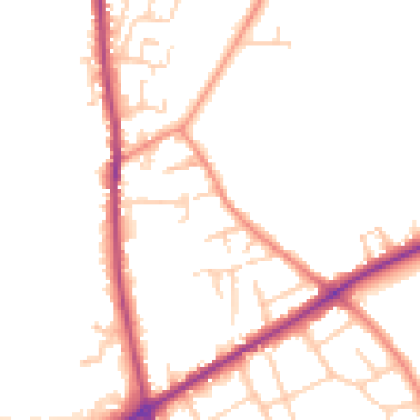 Daytime road noise heatmap for BD11 2JT