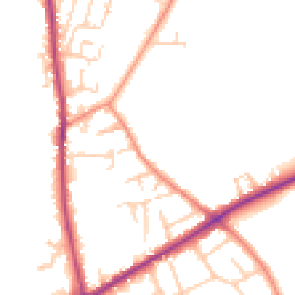 Daytime road noise heatmap for BD11 2JU