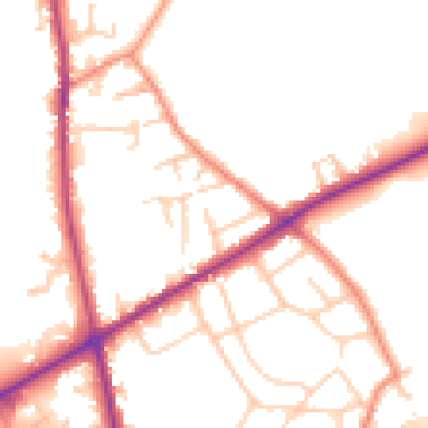 Daytime road noise heatmap for BD11 2LE