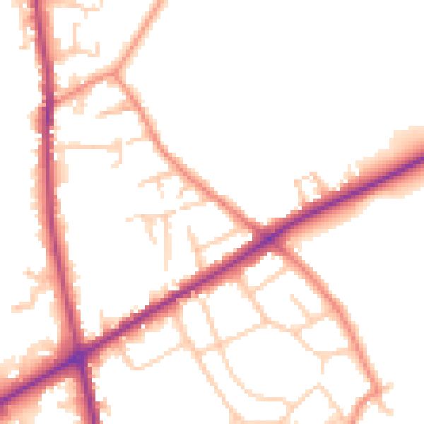 Daytime road noise heatmap for BD11 2LF