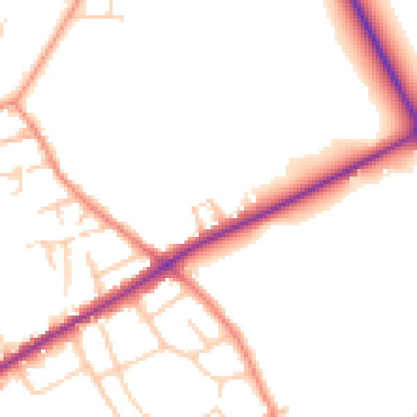 Daytime road noise heatmap for BD11 2LJ