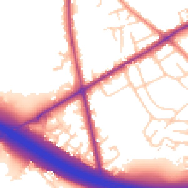 Daytime road noise heatmap for BD11 2LY