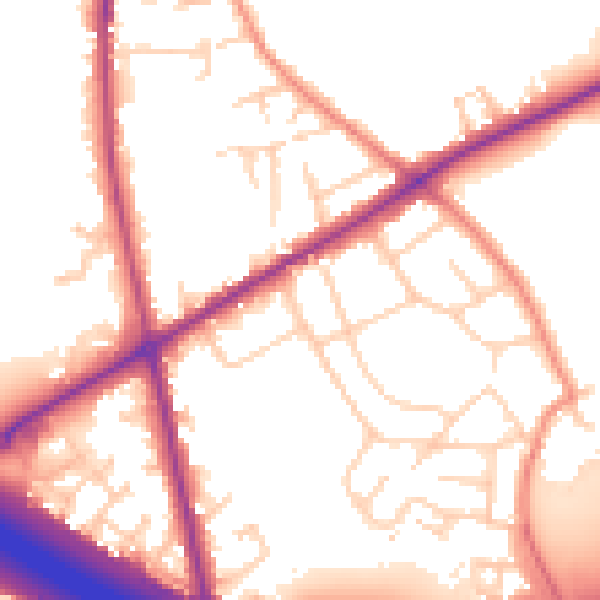 Daytime road noise heatmap for BD11 2ND