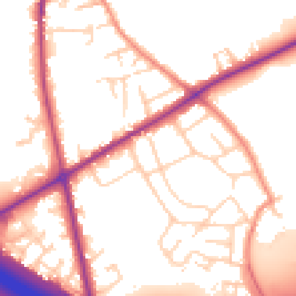 Daytime road noise heatmap for BD11 2NH