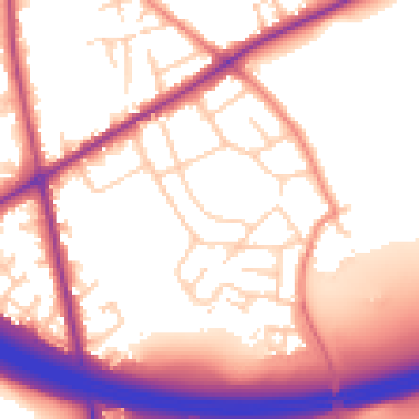 Daytime road noise heatmap for BD11 2NJ