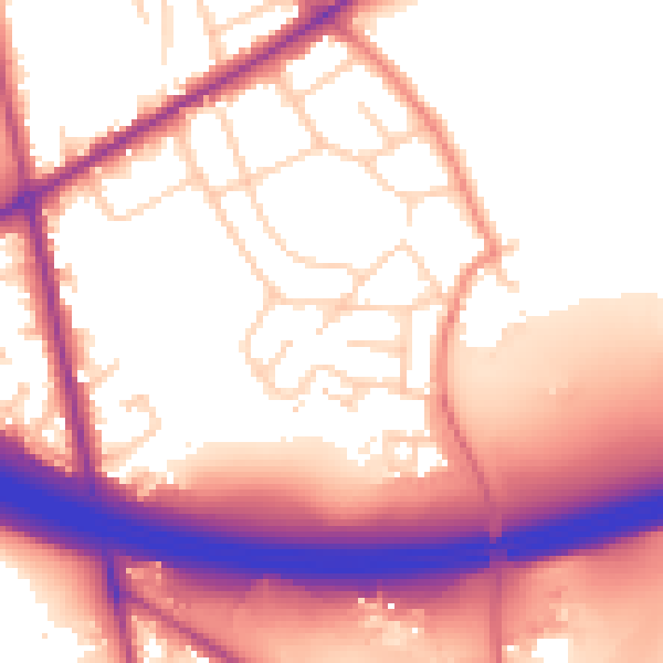 Daytime road noise heatmap for BD11 2NN