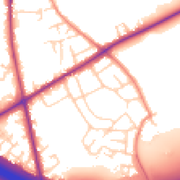 Daytime road noise heatmap for BD11 2NQ