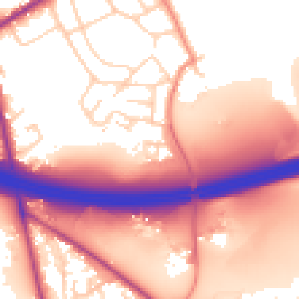 Daytime road noise heatmap for BD11 2PA