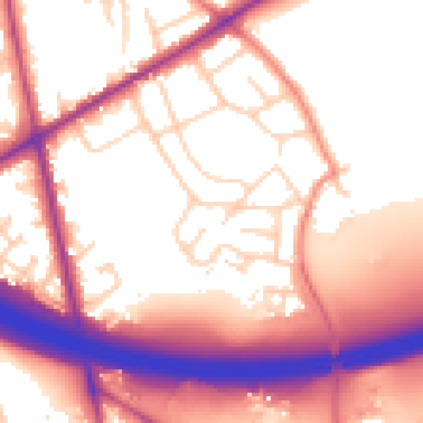 Daytime road noise heatmap for BD11 2PB