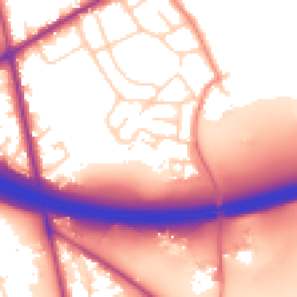 Daytime road noise heatmap for BD11 2PF