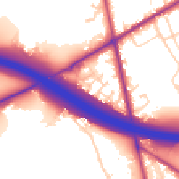 Daytime road noise heatmap for BD11 2PJ