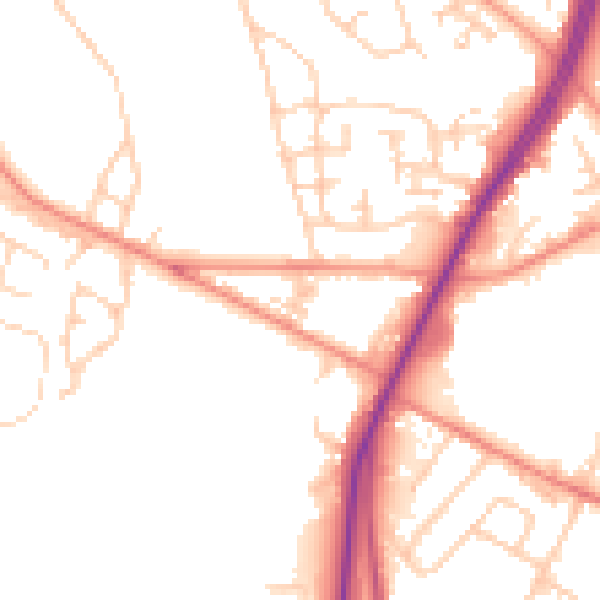 Daytime road noise heatmap for BD12 0AJ