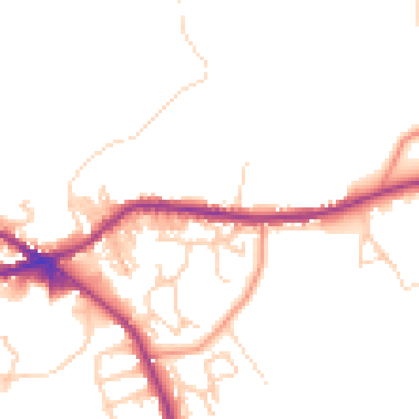 Daytime road noise heatmap for BD13 1BD