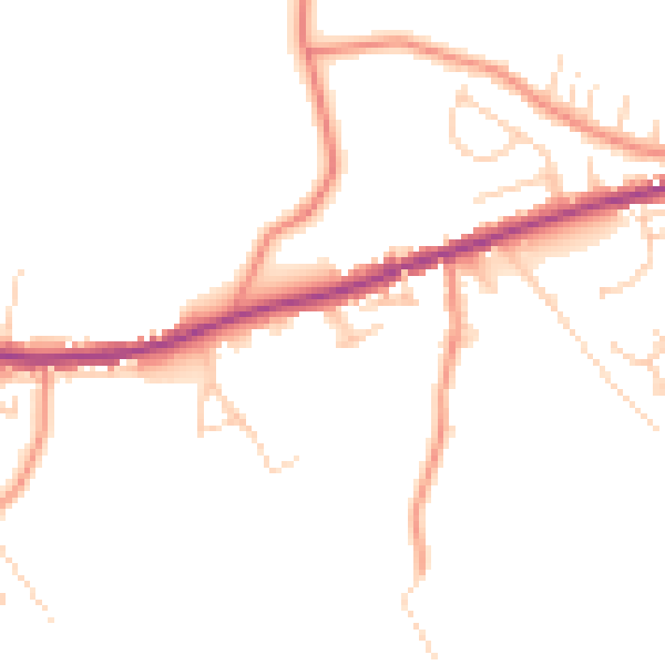 Daytime road noise heatmap for BD13 1DL