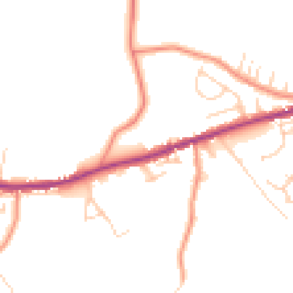 Daytime road noise heatmap for BD13 1DP