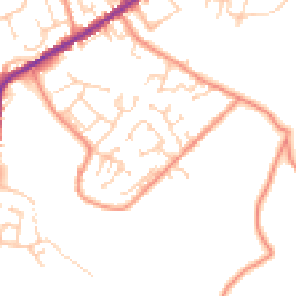 Daytime road noise heatmap for BD13 2FL
