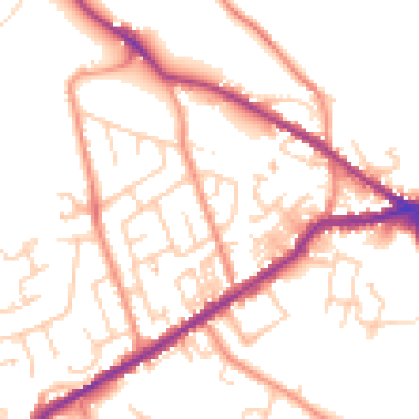 Daytime road noise heatmap for BD13 2HL