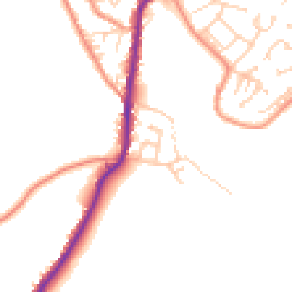 Daytime road noise heatmap for BD13 2NU