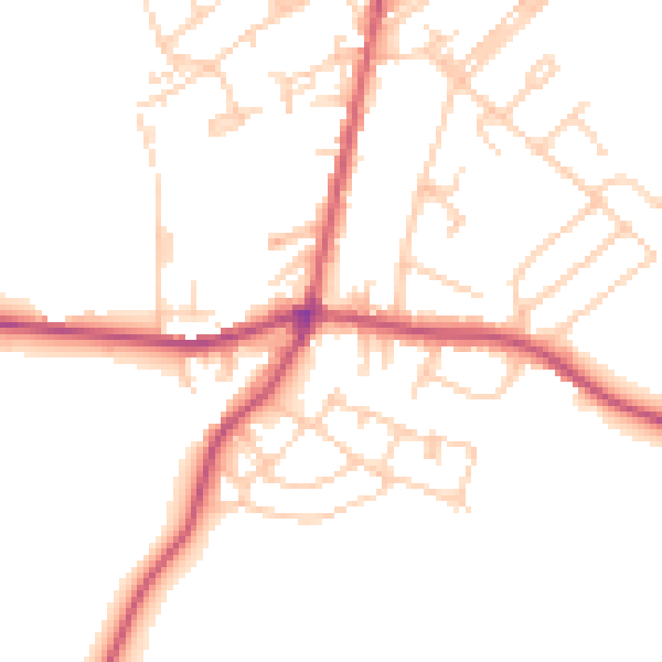 Daytime road noise heatmap for BD13 5DB