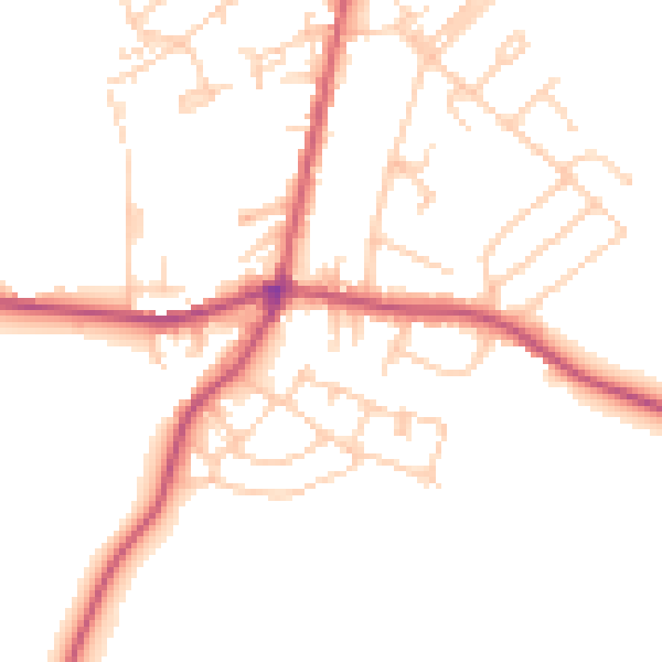 Daytime road noise heatmap for BD13 5DR