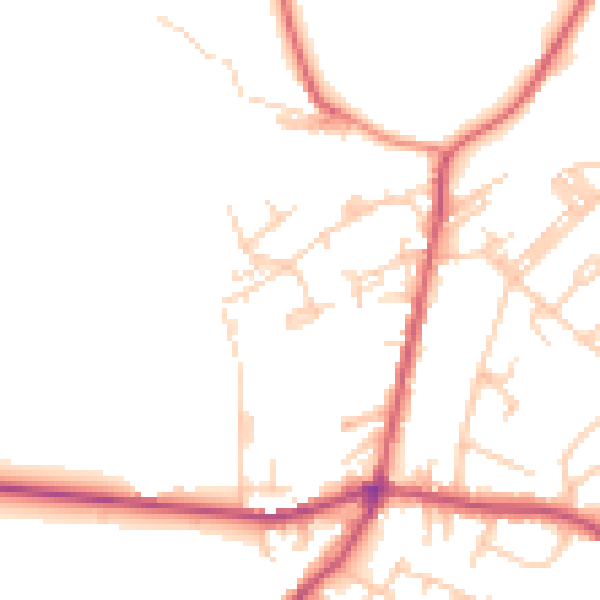 Daytime road noise heatmap for BD13 5HR