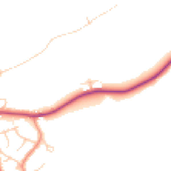 Daytime road noise heatmap for BD16 1BB