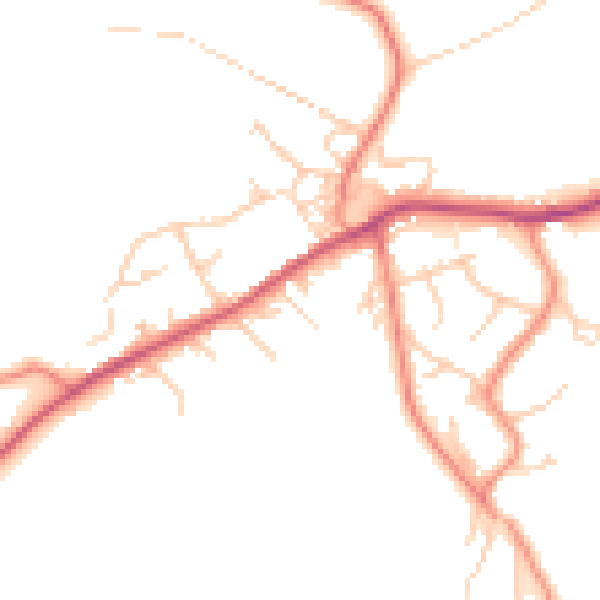 Daytime road noise heatmap for BD16 1BT