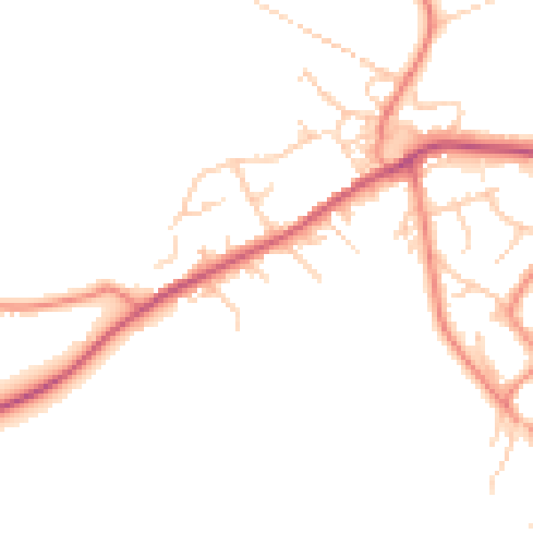 Daytime road noise heatmap for BD16 1BZ