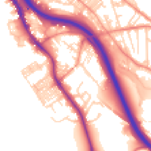Daytime road noise heatmap for BD16 1DL
