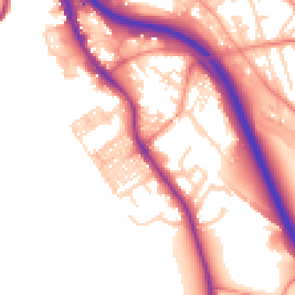 Daytime road noise heatmap for BD16 1DR