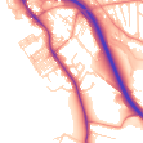 Daytime road noise heatmap for BD16 1DT