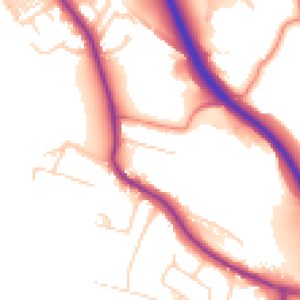 Daytime road noise heatmap for BD16 1LU