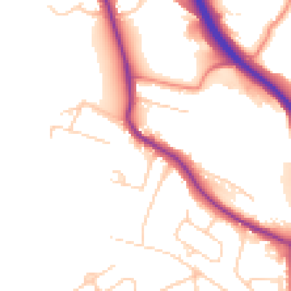Daytime road noise heatmap for BD16 1NB